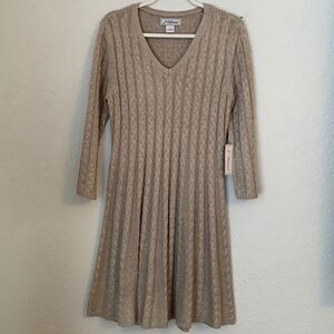 NWT. J.HOWARD Tan Cable Knit Dress Size L